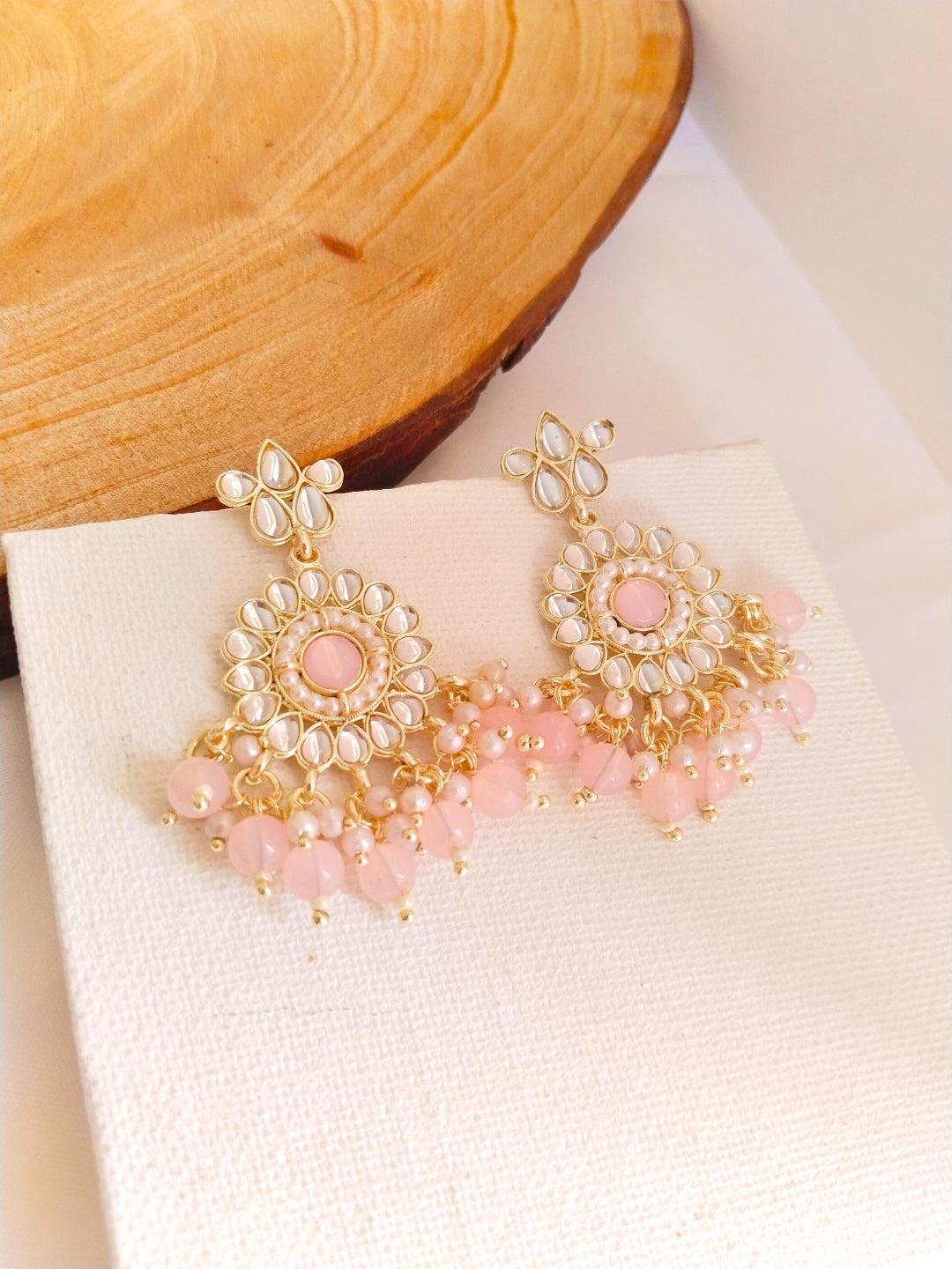 Small Floral Chaandbali (Light Pink)