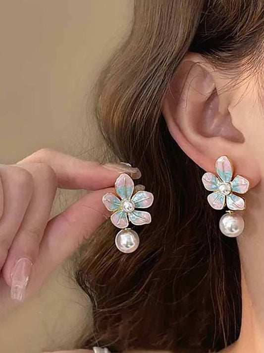Pink Floral Resin Earrings