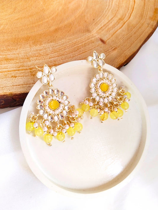 Small Floral Chaandbali (Yellow)