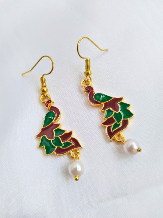 Paakhi Drop Earrings J680 (Brown Green)