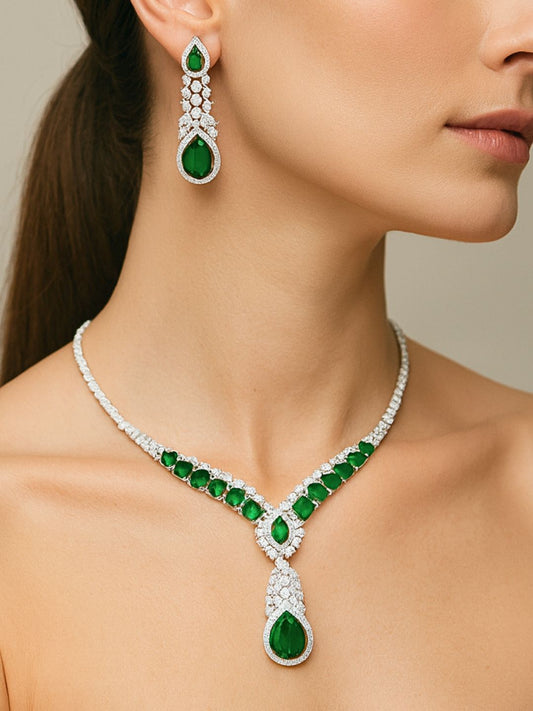 Sophia AD Jewellery Set (Green)