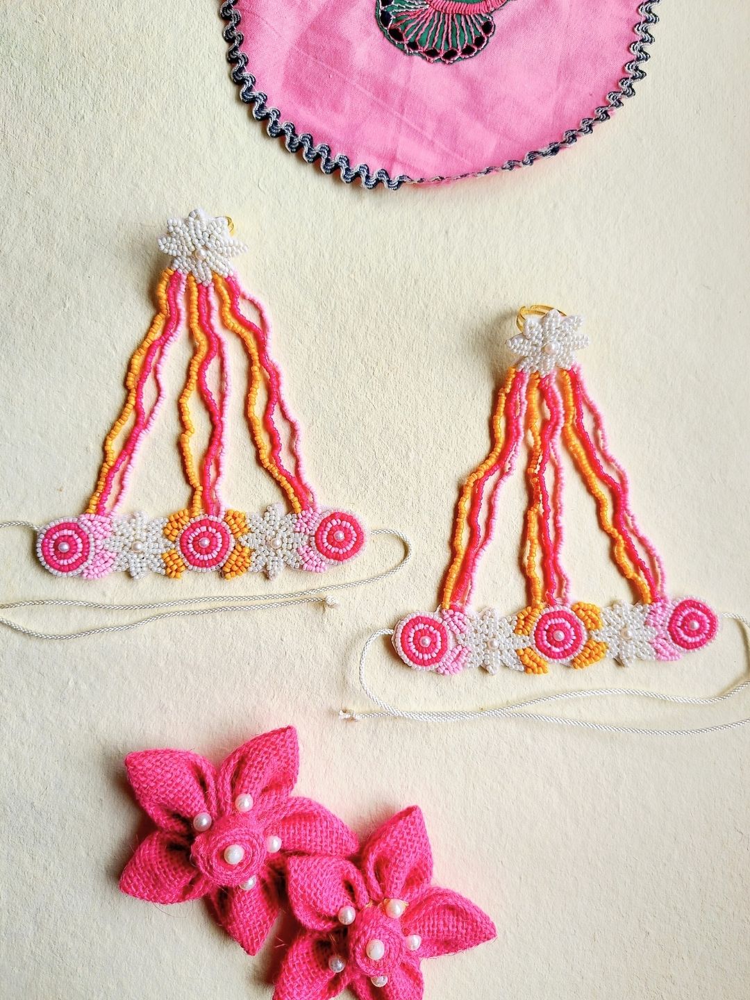 Zia Floral Bridal Jewellery Set (Pink and Yellow)