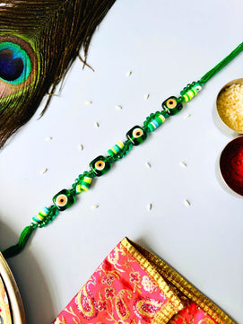 Evil Eye Bracelet Rakhi with Roli Chawal for Brother