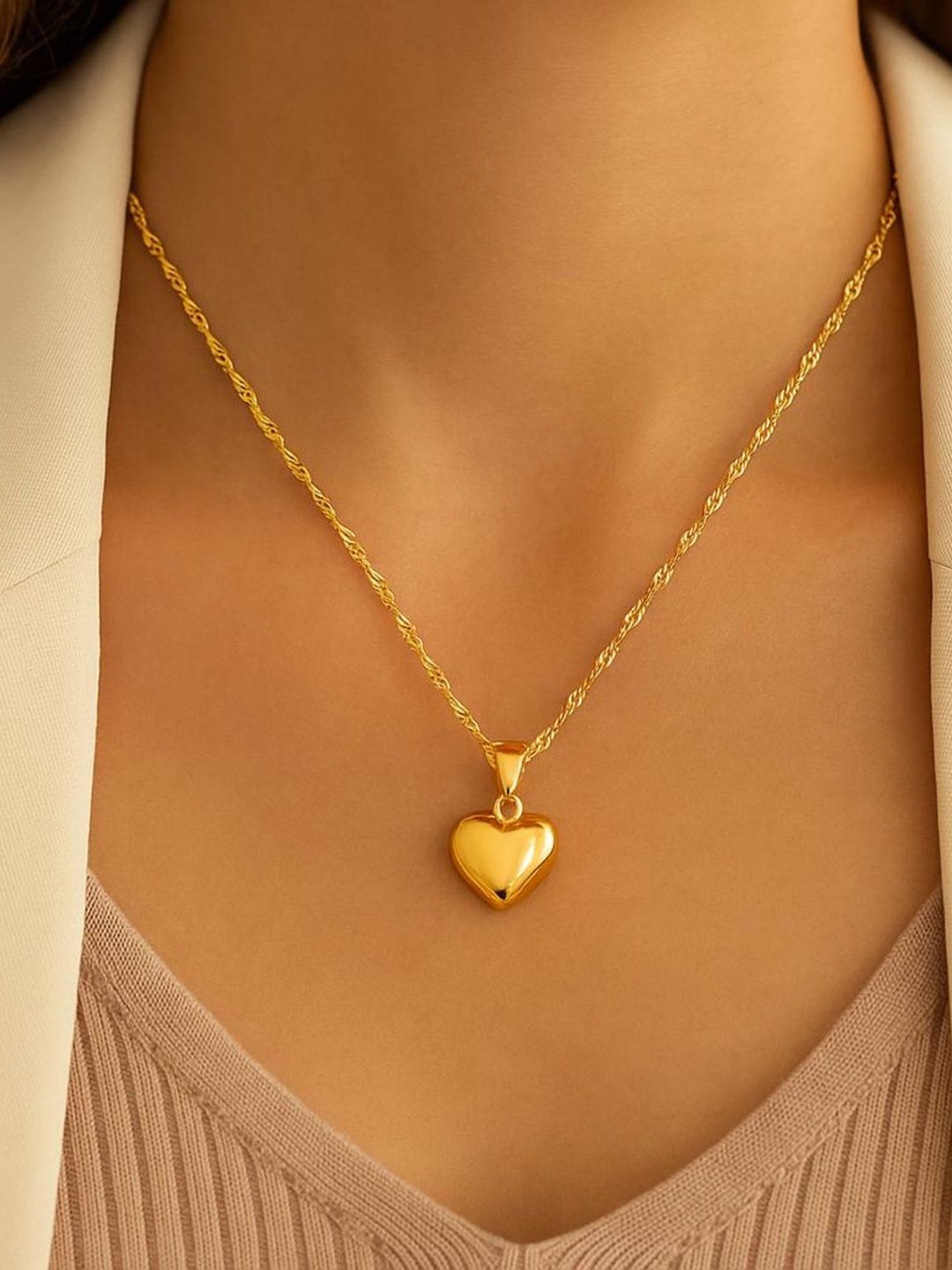 Cute Heart Necklace Chain (Gold)