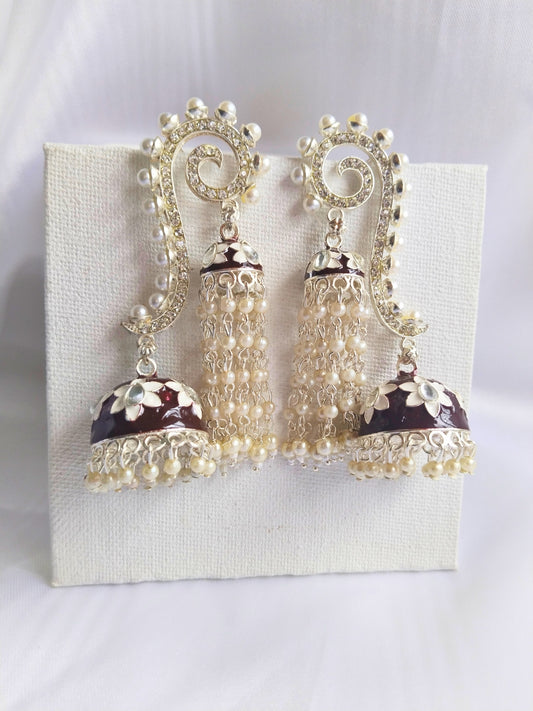 Meenakari AD Jhumka (Brown)