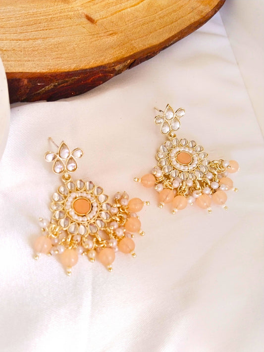 Small Floral Chaandbali (Orange)