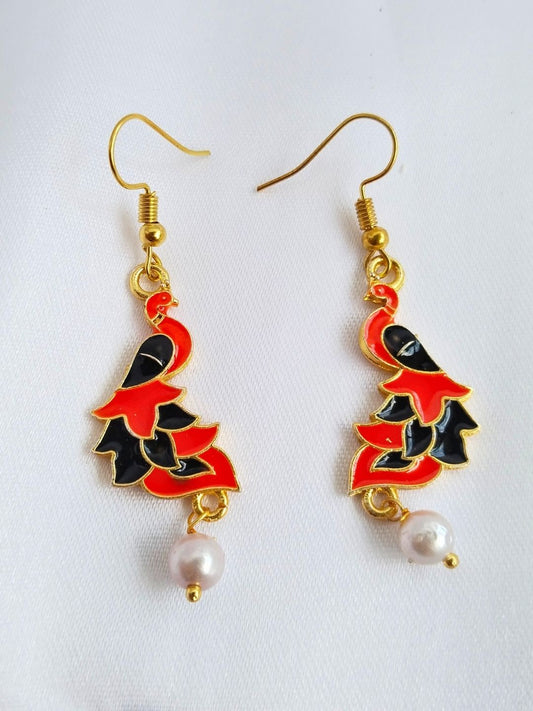 Paakhi Drop Earrings J680 (Orange Black)