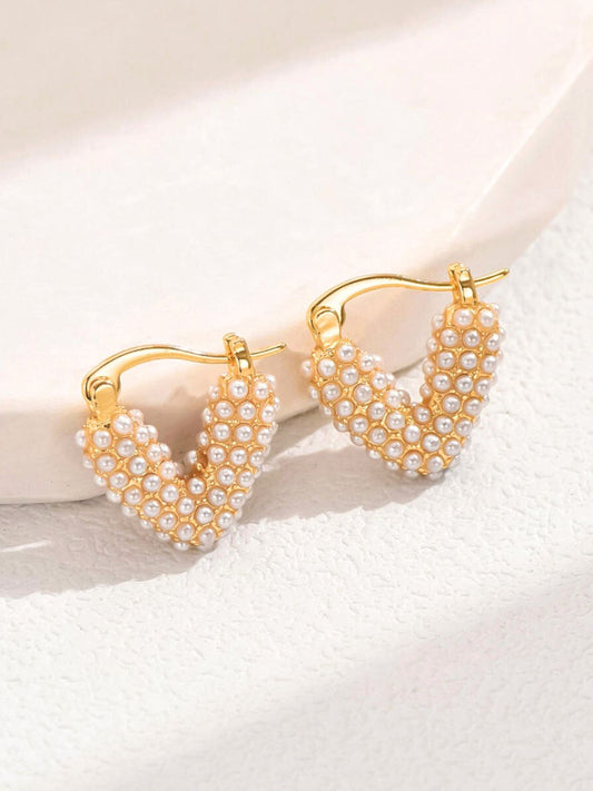 Pearl Heart Hoops
