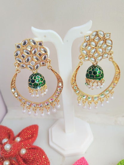 Floral Jhumki (Green)