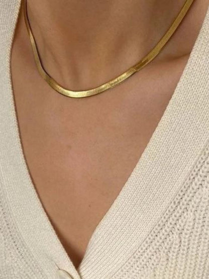 Viral Herringbone Snake Necklace Chain (Gold)