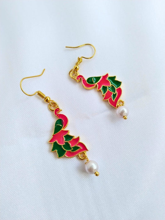 Paakhi Drop Earrings J680 (Pink Green)