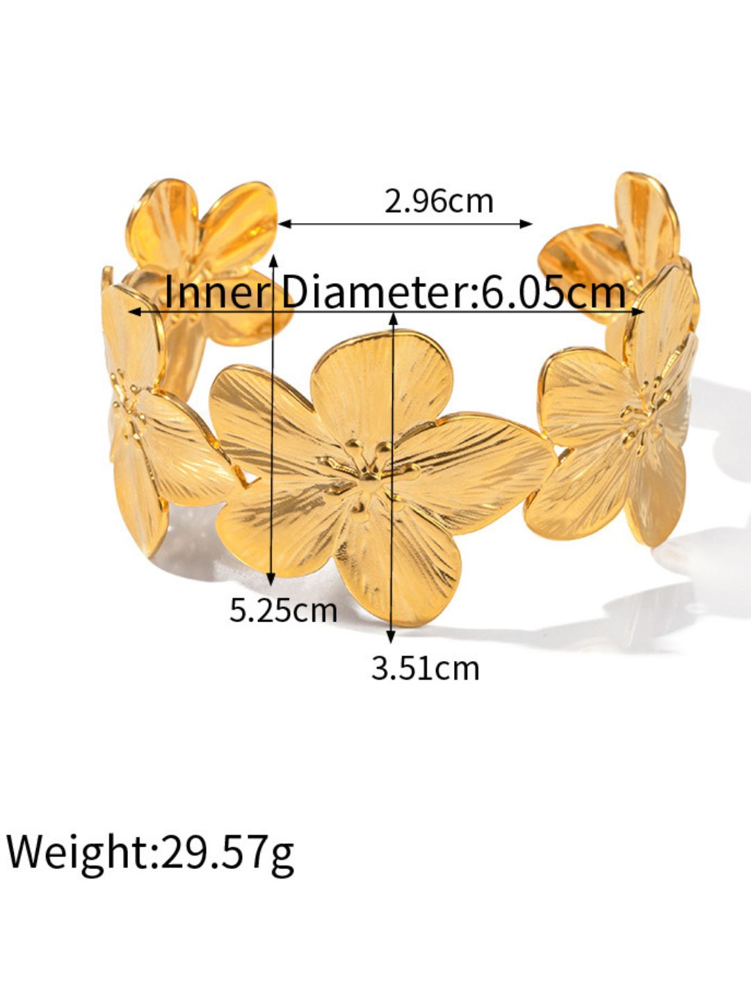 Pinterest Flower Bracelet Anti-tarnish Stainless Steel Bracelet (Gold)