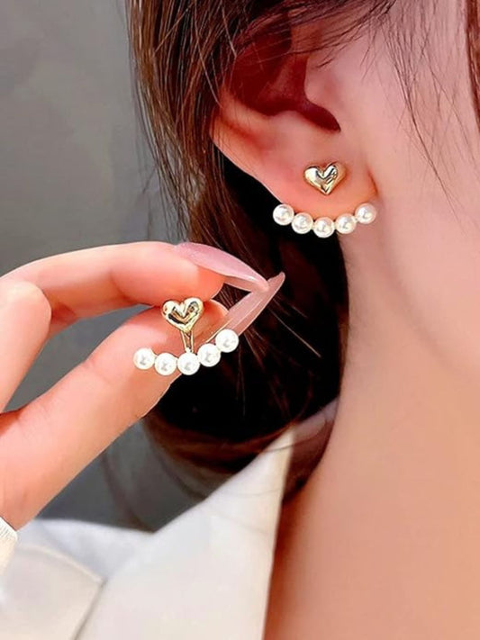 Heart Pearl Studs (Gold)