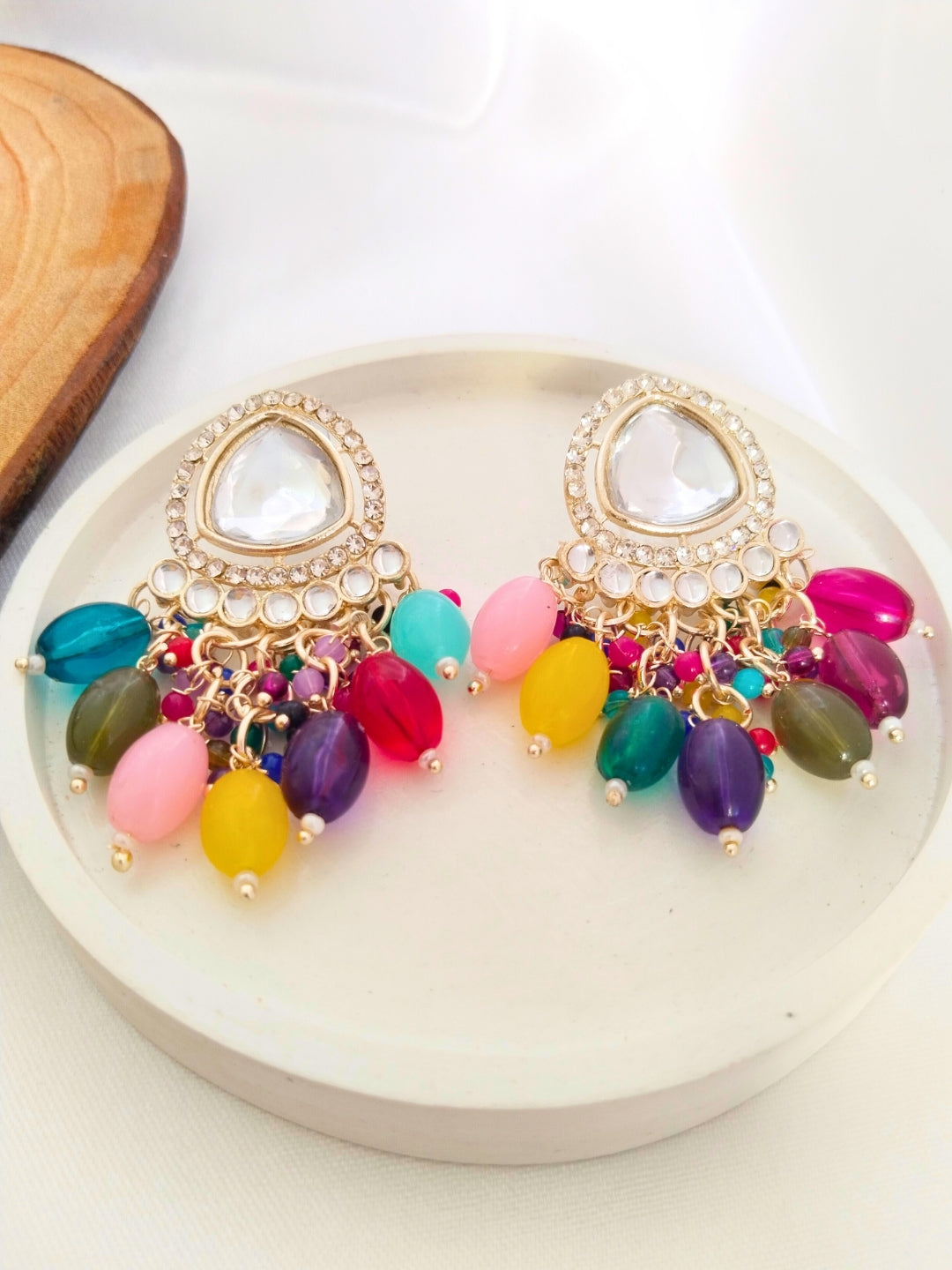 Kundan Minakari Drop Earrings (Multicolor)