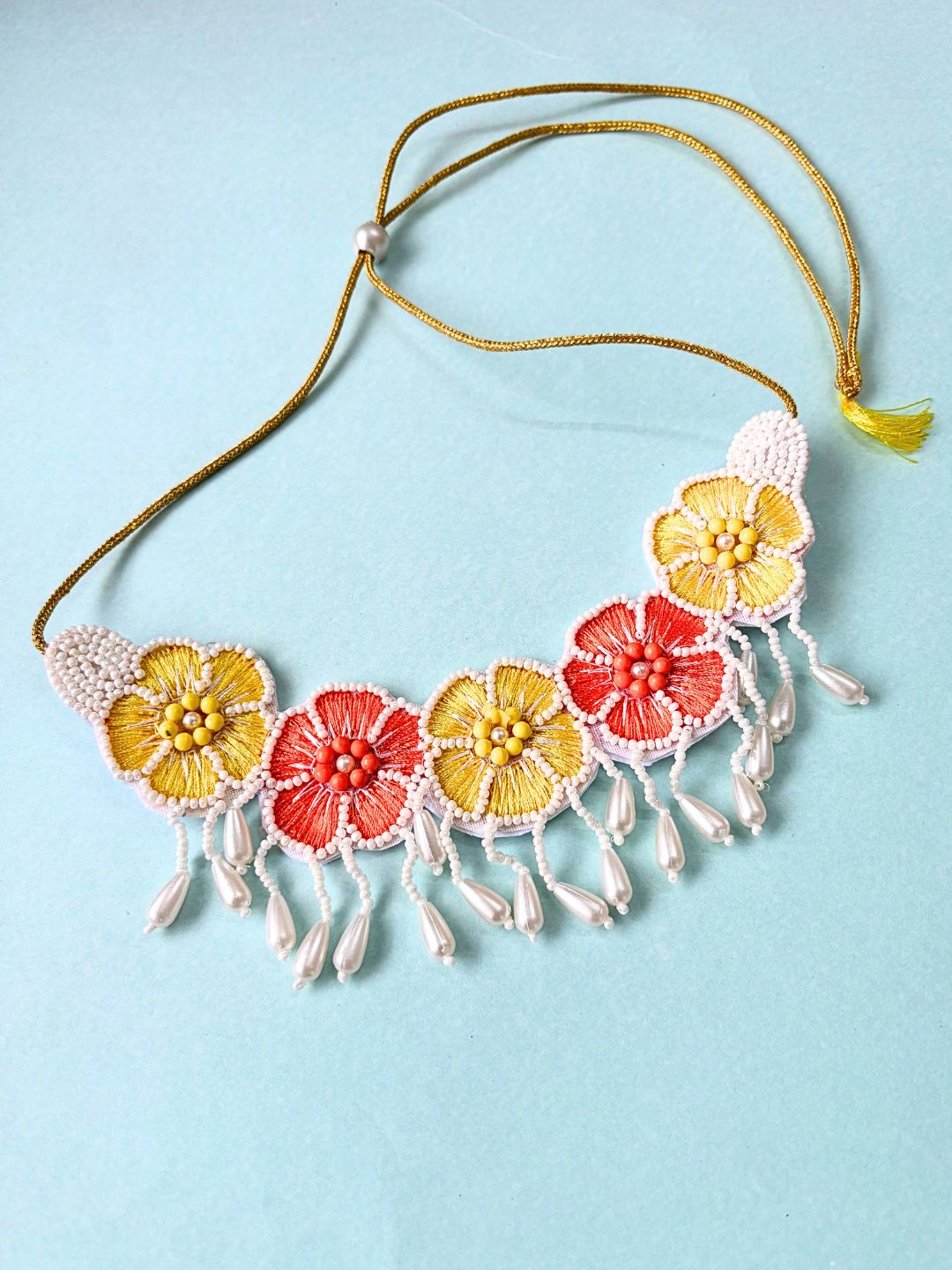 Flower Blossom Bridal Jewellery Set (Orange and Yellow)