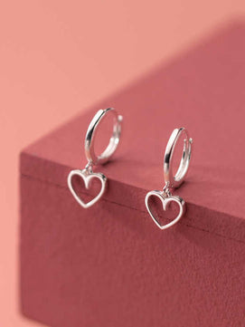 Silver-plated Heart-shaped Minimalistic Hoop Earrings for Women