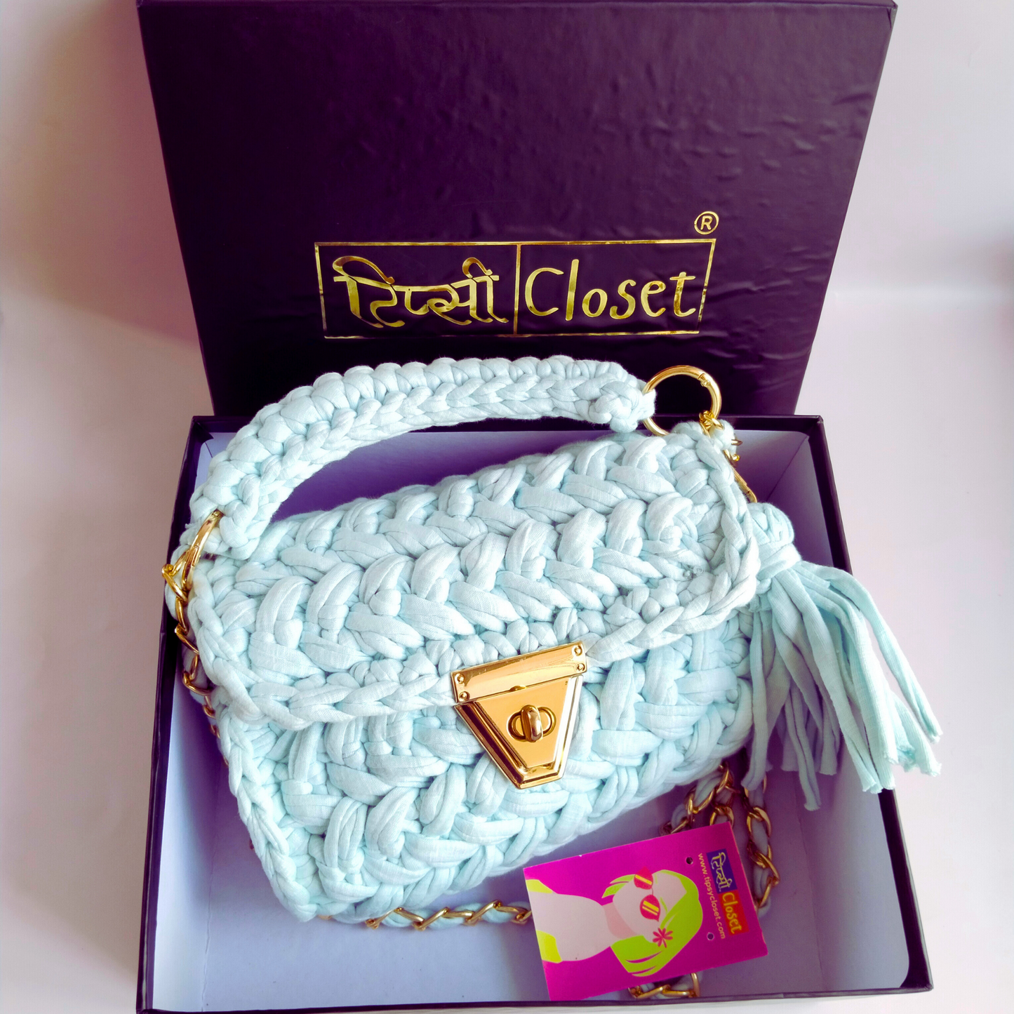 Pastel Blue Crochet Bag