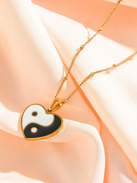 Yin Yang Heart Necklace Chain