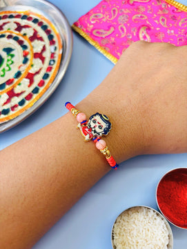 Cute Kanha Kids Rakhi with Roli Chawal for Kids