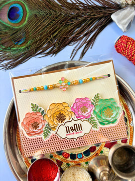 Cute Multicolor Stone Rakhi with Roli Chawal for Brother and Kids