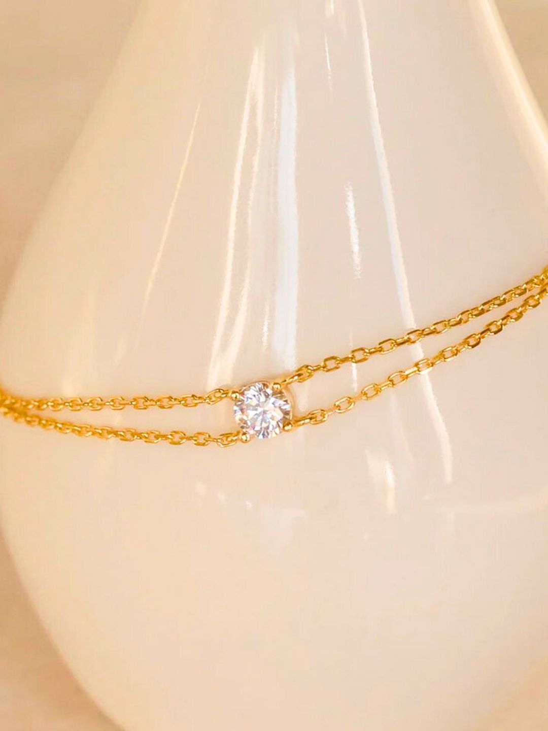 Pinterest AD Stone Charm Bracelet Anti-tarnish Stainless Steel Bracelet (Gold)