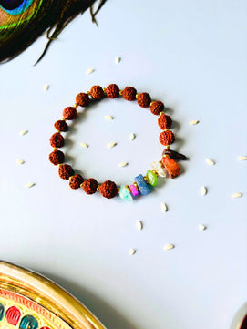 Rudraksh Bracelet Rakhi with Healing Stones for Brother