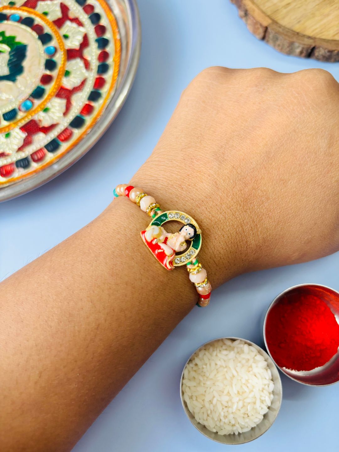 Cute Ladoo Gopal Kids Rakhi with Roli Chawal for Kids