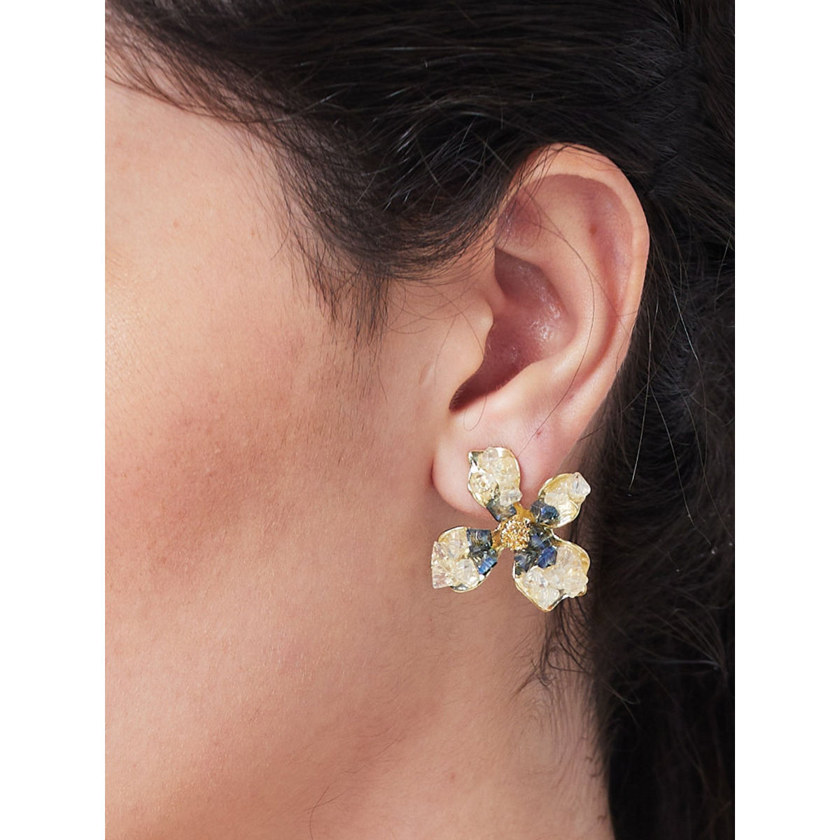 Designer Blue Flower Earrings