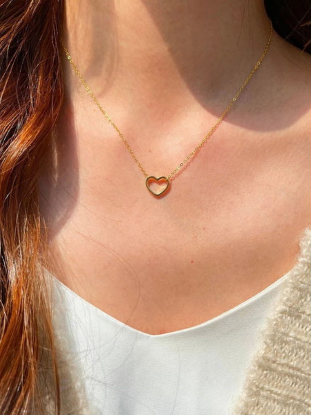 Dainty Heart Necklace Chain (Gold)