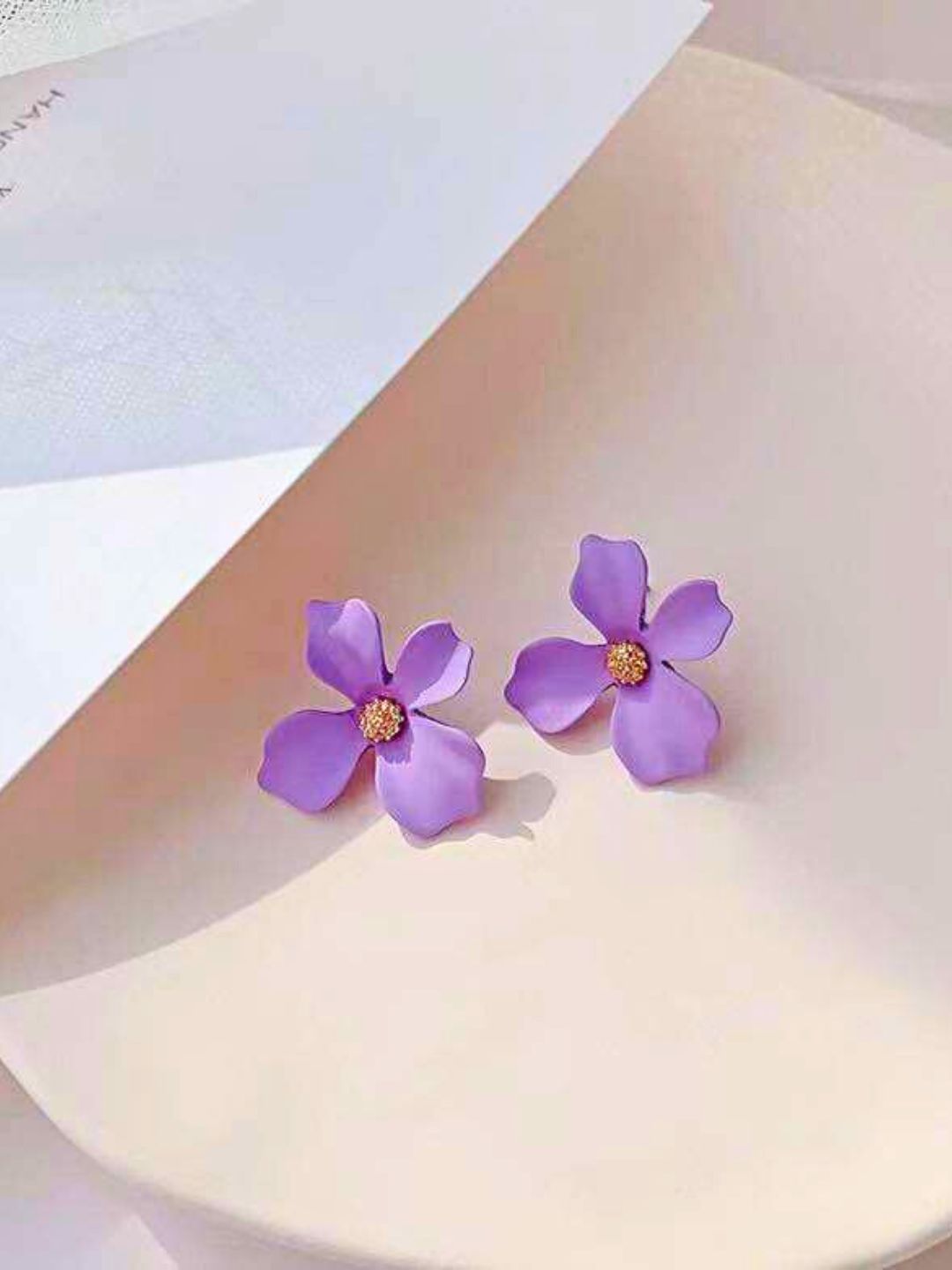 Purple Floral Stud Earrings