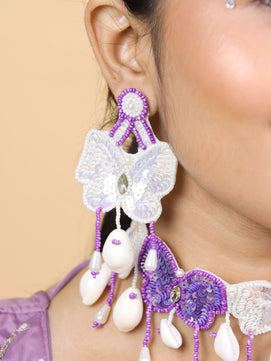 Butterfly Shell Bridal Jewellery Set (Purple)