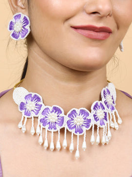 Flower Blossom Bridal Jewellery Set (Purple)