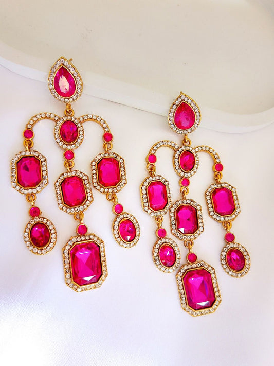 Western AD Chaandbali (Hot Pink)