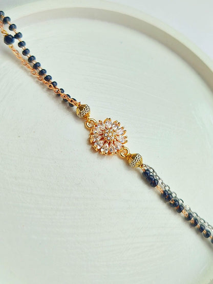 Rose Gold-Plated AD Mangalsutra Bracelet with Tassel