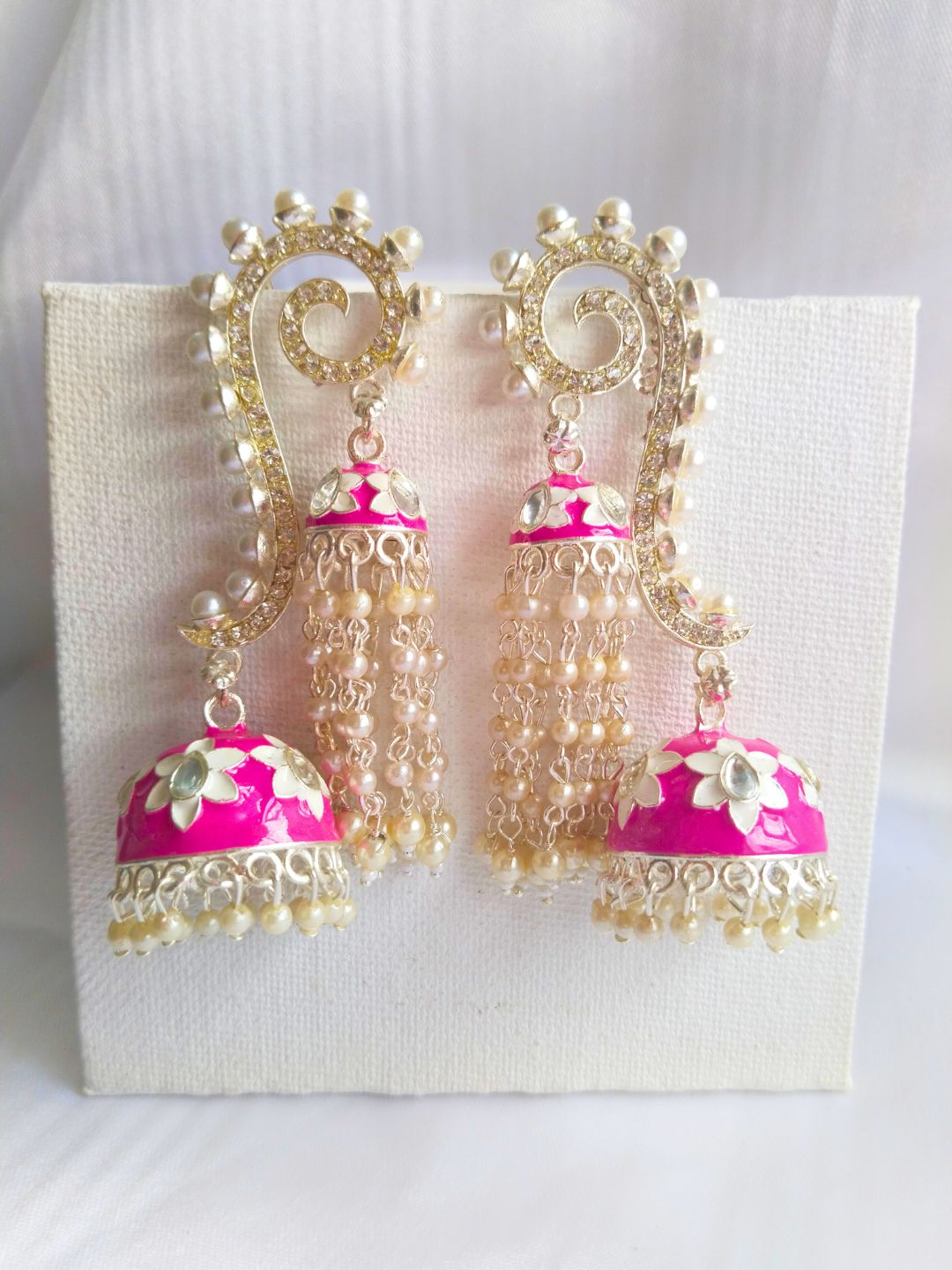 Meenakari AD Jhumka (Pink)