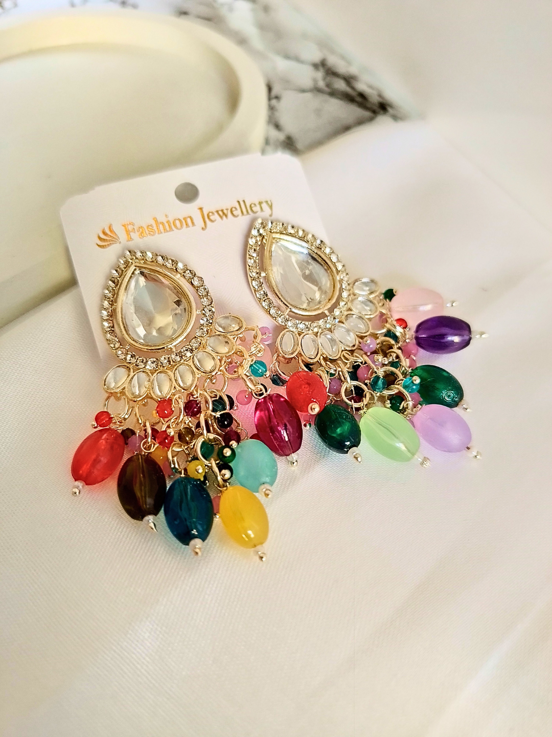 Kundan Minakari Tassel Earrings (Multicolor)