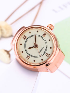 Timeless Ring Watch Stretchable Analog Watch Finger Ring (Rose Gold)