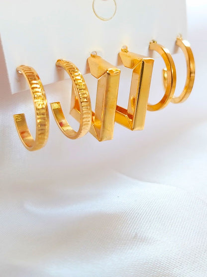 Combo Pack of 3 Hoop Earrings (Gold)