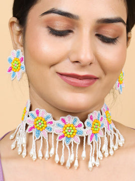 Rang Floral Bridal Choker Maangtika Set (Multicolor)