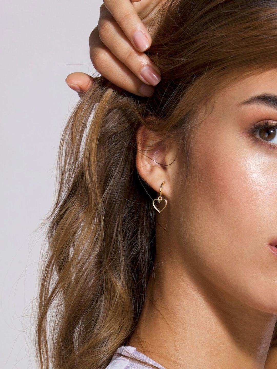 Gold-plated Heart-shaped Minimalistic Hoop Earrings for Women