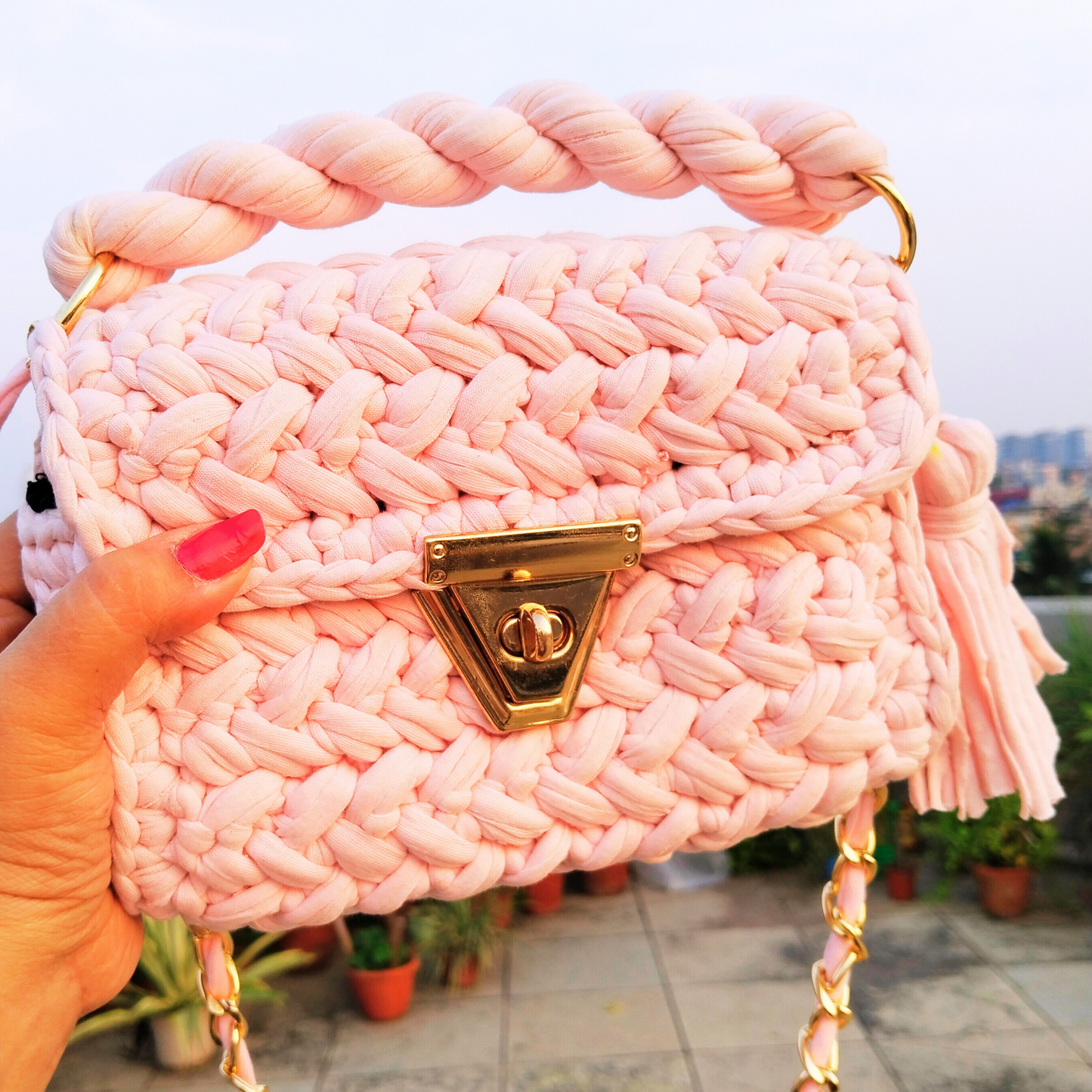 Pastel Pink Crochet Bag