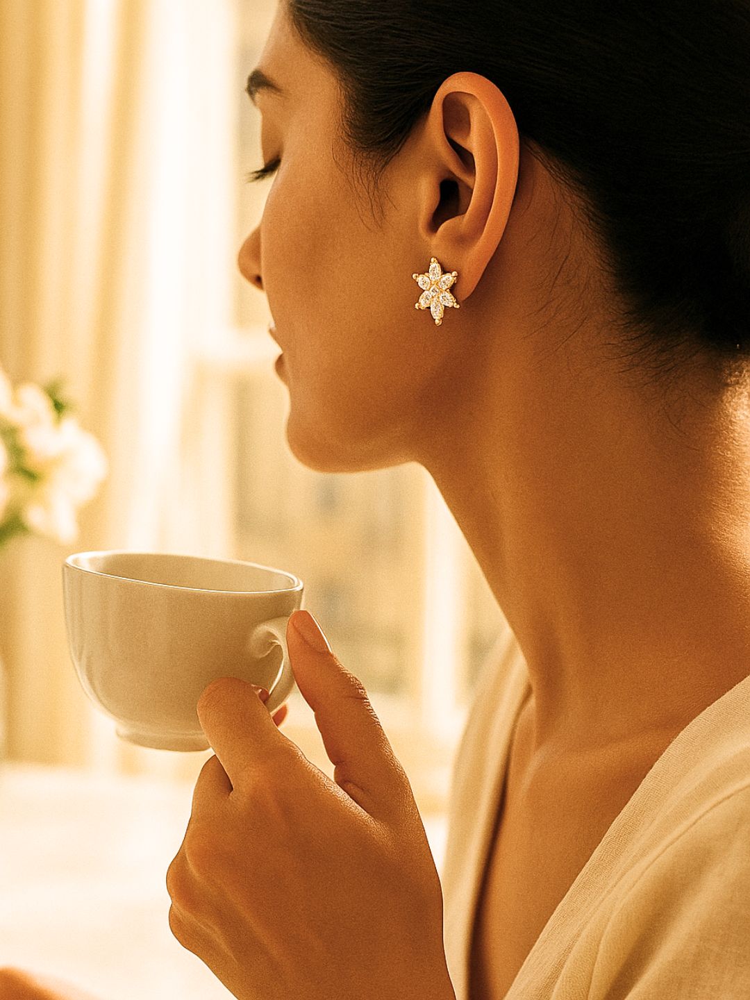 Gold-plated Floral AD Earrings