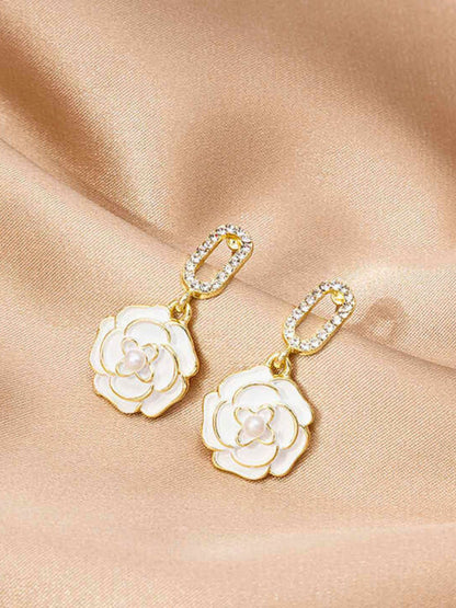 White Rose Earrings