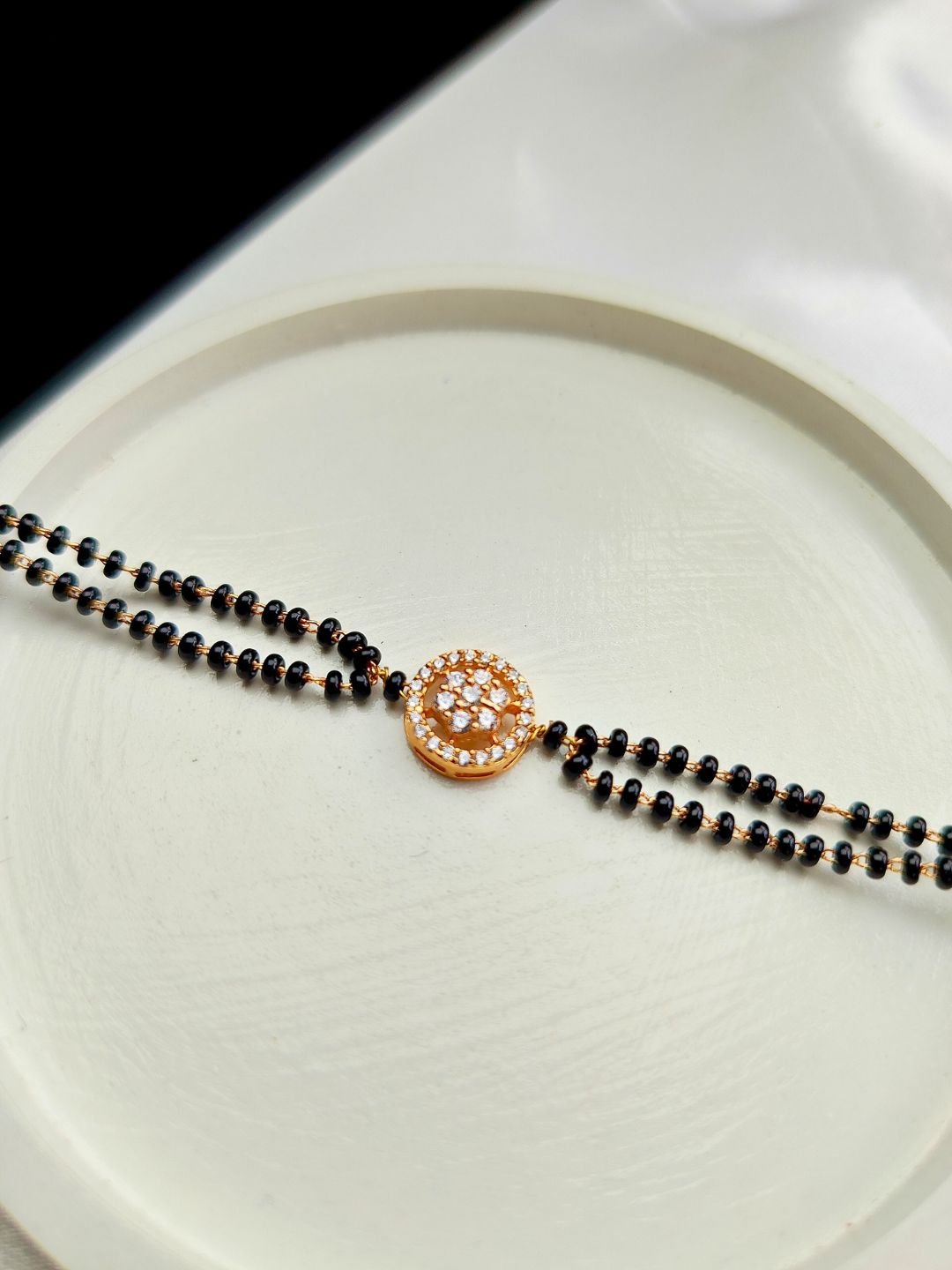 Rose Gold-Plated AD Mangalsutra Bracelet