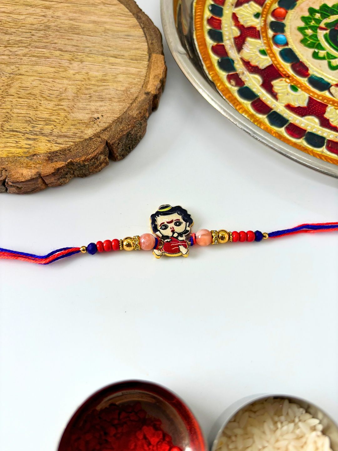Cute Kanha Kids Rakhi with Roli Chawal for Kids
