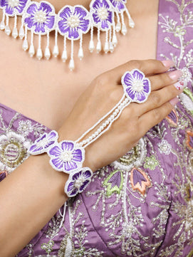 Flower Blossom Bridal Jewellery Set (Purple)