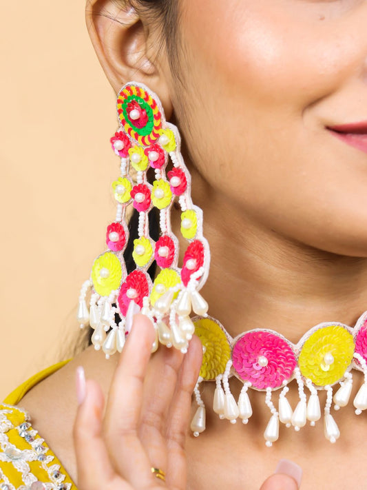 Sequina Earrings (Pink and Yellow)