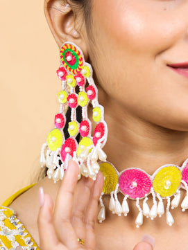 Sequina Earrings (Pink and Yellow)