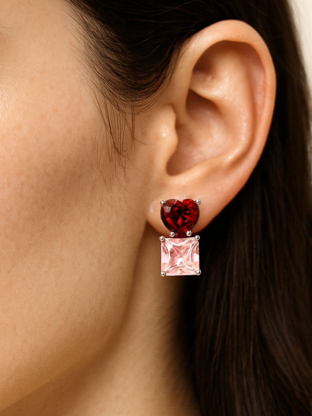 Red Heart Drop Earrings