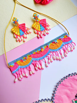 Florentina Choker Set (Pink and Yellow)